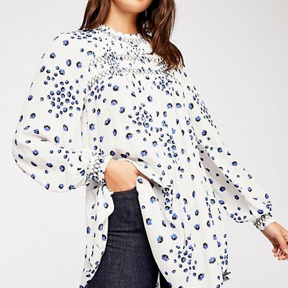 Free People Flowers in Your Hair Smocked Tunic, size S